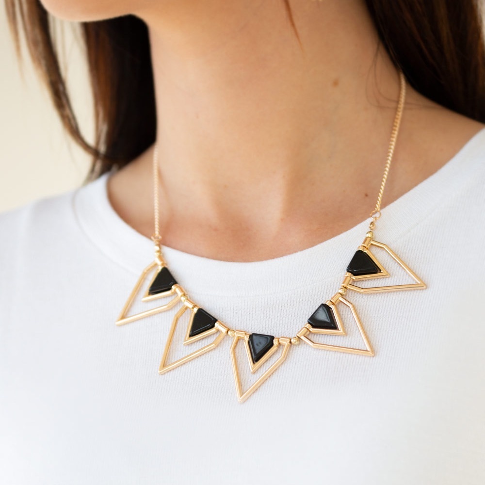 Gold and Black Necklace w/earrings